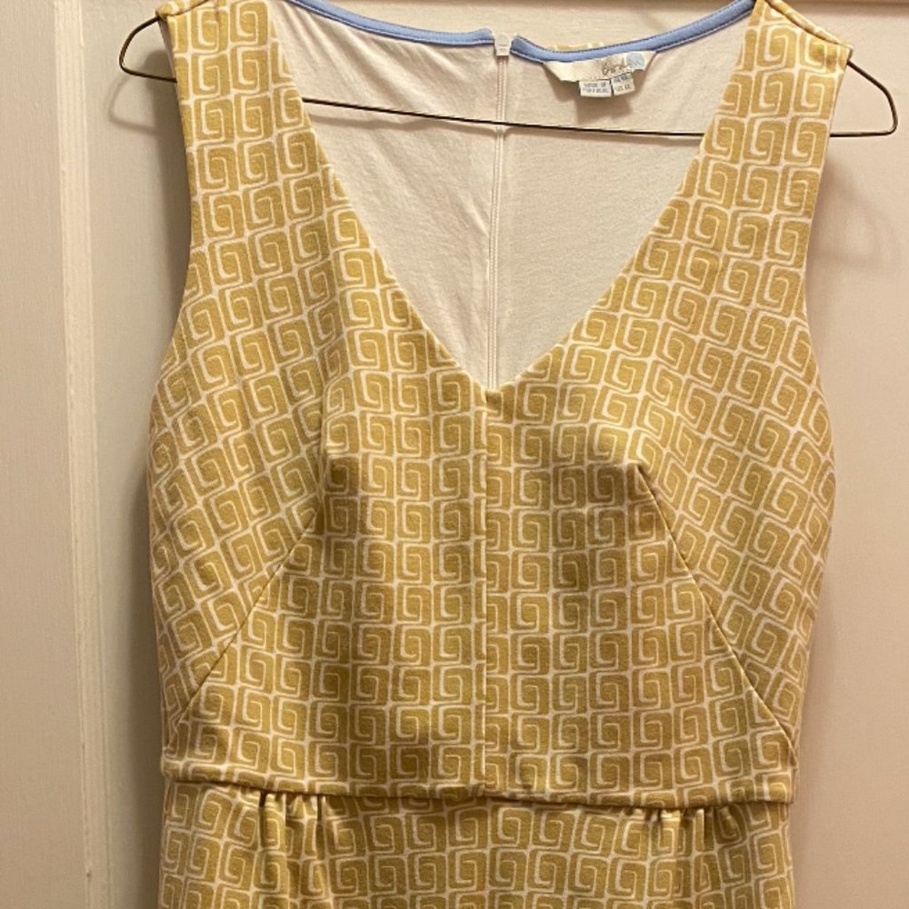 Boden midi geometric dress yellow cream 6L
